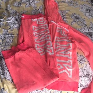 Pink Sweatpants and Zip-Up Hoodie